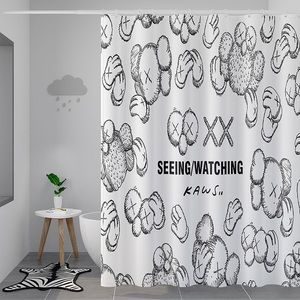 KAWS White Bath Bathtub Waterproof Shower Curtain 150x200cm With Hooks